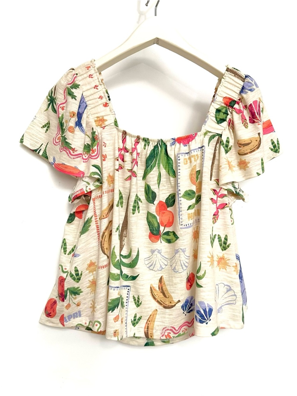 Summer top - lemon, banana, orange, seashell print - Picture 5 of 7